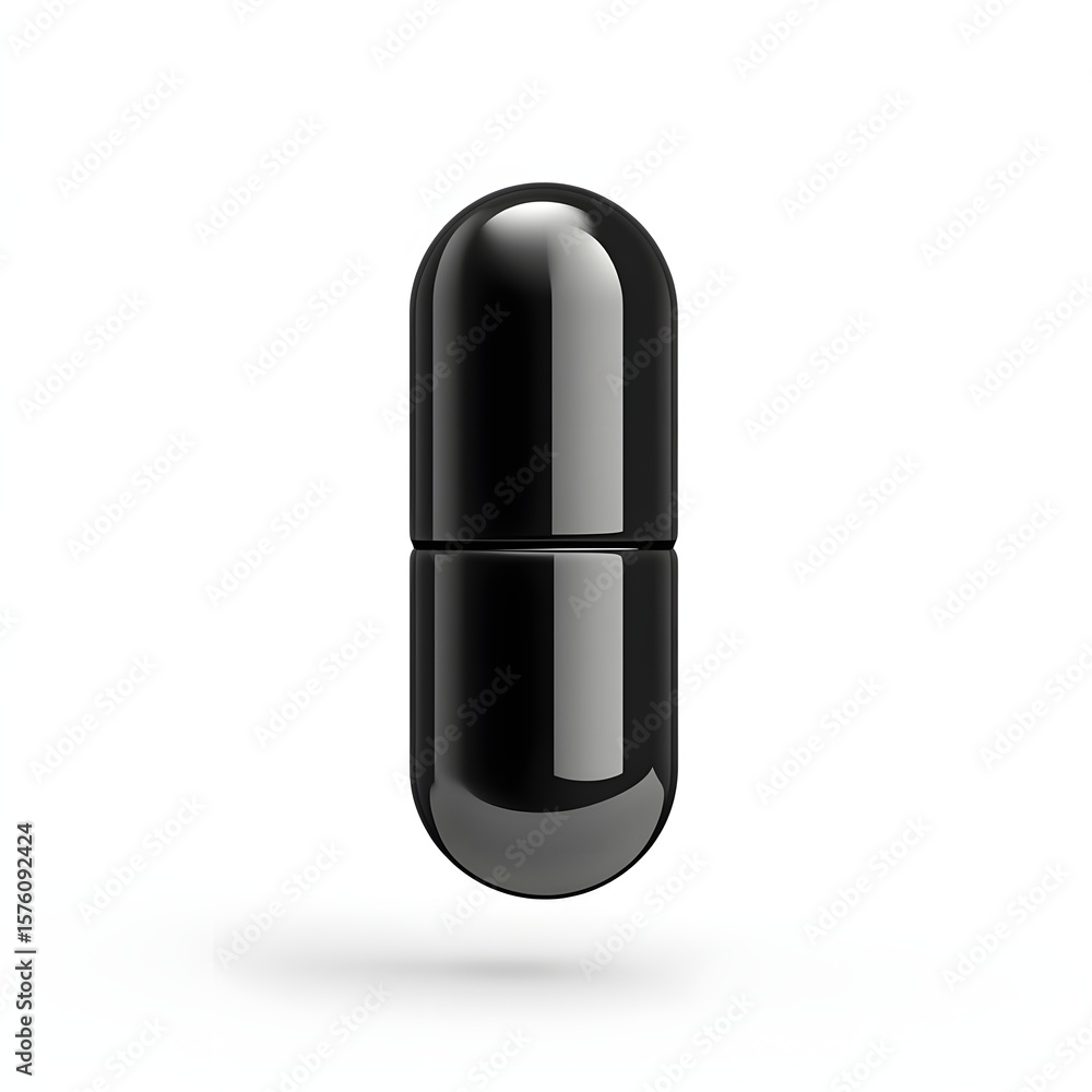 Polished black capsule on a white background. Polished black capsule on a white background.