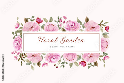 beautiful pink floral watercolor frame