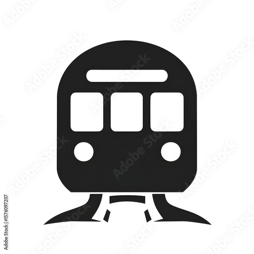 Simple black and white icon of a train.