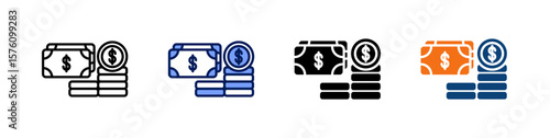 Currency All In One Icon Multi Styles Vector Set