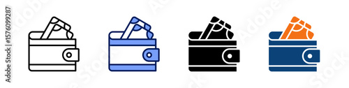Wallet All In One Icon Multi Styles Vector Set