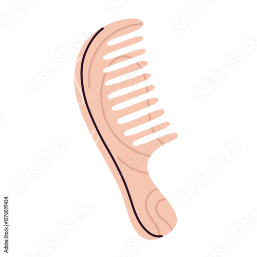 Natural wooden comb with wide teeth, perfect for detangling curly or thick hair