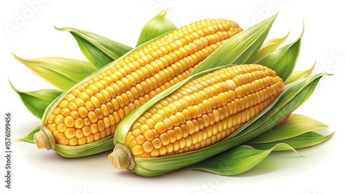 Wallpaper Mural Two ears of fresh corn on the cob isolated on white Torontodigital.ca
