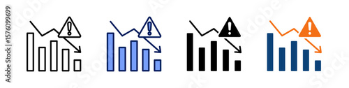 Recession All In One Icon Multi Styles Vector Set