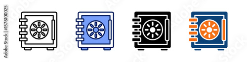 Safe Box All In One Icon Multi Styles Vector Set