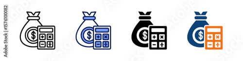 Calculator All In One Icon Multi Styles Vector Set