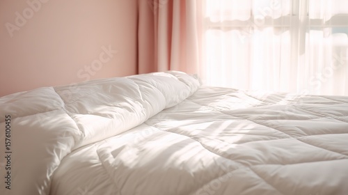 Wallpaper Mural The sunny apartment bedroom is furnished with a clean white duvet cover that showcases a refreshing texture and subtle pattern to create a peaceful, warm sleeping environment. Torontodigital.ca