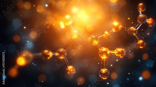 Abstract illustration of molecular structure in glowing light.