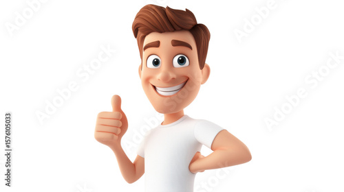 
3D render icon of young man showing thumbs up gesture isolated on white background
