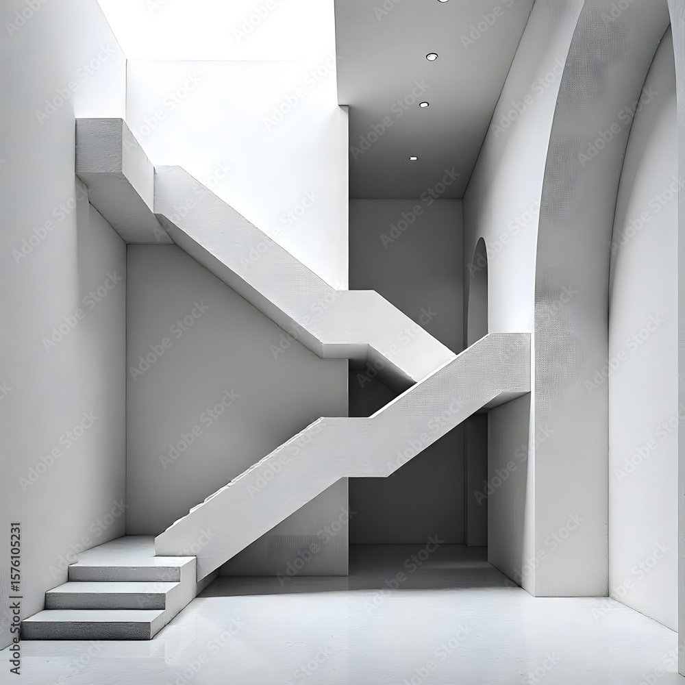 Fototapeta premium Modern stairway design with minimalist lines and shadows high resolution photo