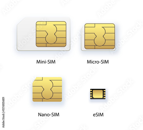 SIM card icon symbol concept. new chip mobile cellular communication technology. set SIM-cards for mobile devices with chip. vector illustration