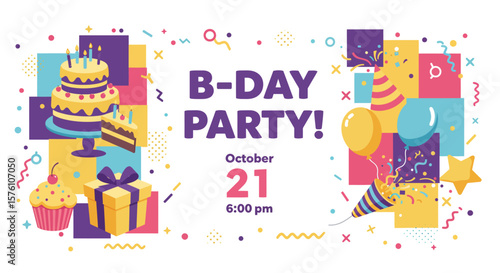 Banner vector illustration birthday party