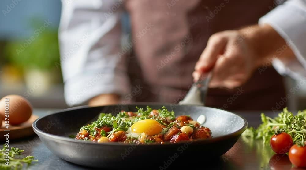 A culinary artist meticulously prepares a delectable dish in a high-end setting, showcasing attention to detail and the art of fine dining A culinary artist meticulously prepares a delectable dish in a high-end setting, showcasing attention to detail and the art of fine dining