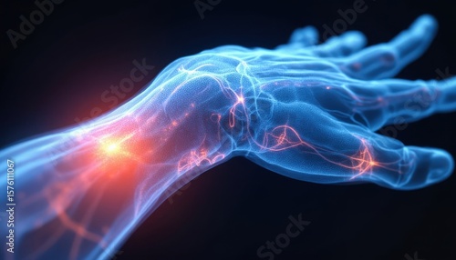 Exploring human anatomy digital visualization of a hand medical science futuristic environment 3d viewpoint