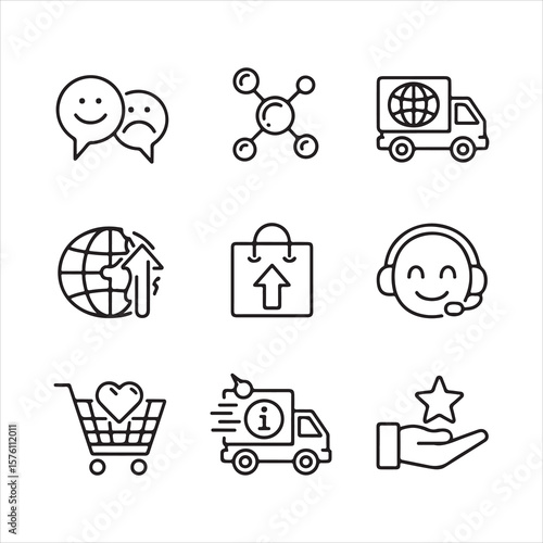 Minimal Business and Ecommerce Icon Set Line Art