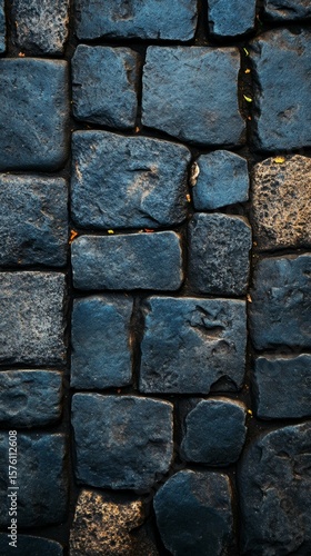 Cobblestone Pavement Texture Background with Stone Brick Pattern