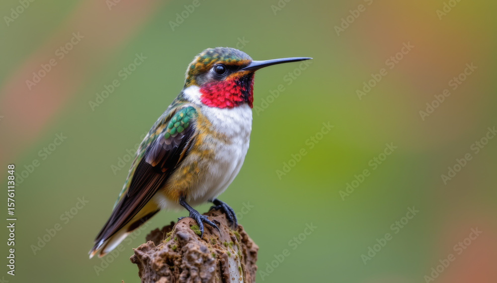 Obraz premium a close up of a hummingbird with intricate, vibrant feathers
