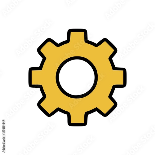 Engineering Cogwheel Symbol with Eight Teeth and Central Hole in Simple Modern Design