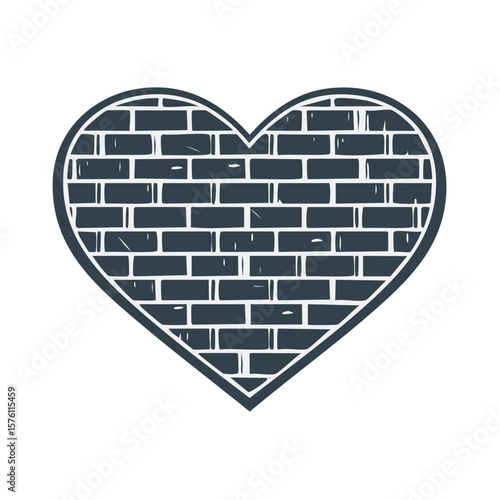 Heart Shaped Brick Wall Symbol Depicting Love and Protection