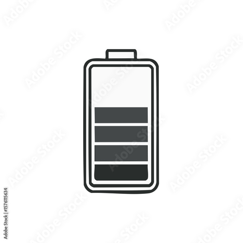 Minimalist Battery Icon with Low Charge Indicator on White