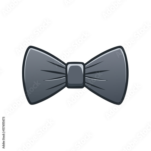 Elegant gray bowtie with smooth shading suggests formal events and timeless style bowtie fashion accessory