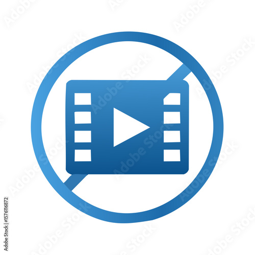 Video Not Allowed Icon Blue Circle Motion Picture Restriction Symbol Media Play Forbidden