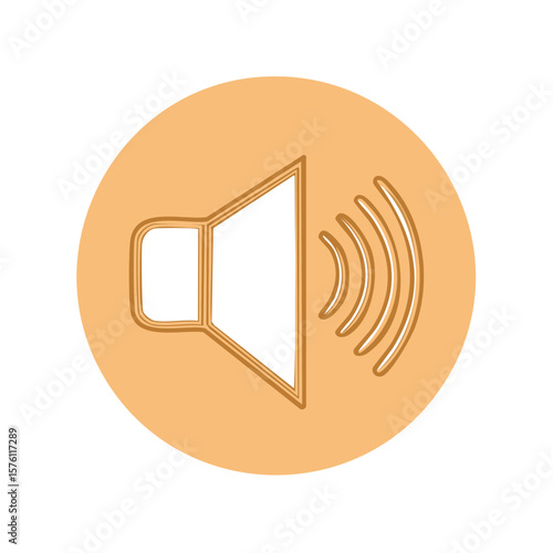 Orange Circle Graphic with White Loudspeaker and Waves Depicting Sound Volume