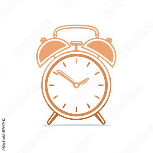 Retro Style Alarm Clock Illustration with Bell Detail and Simple Design