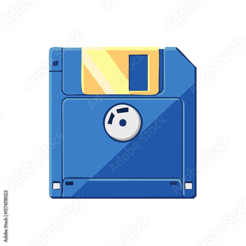 Retro Blue Floppy Disk Storage Media Illustration for Vintage Computing