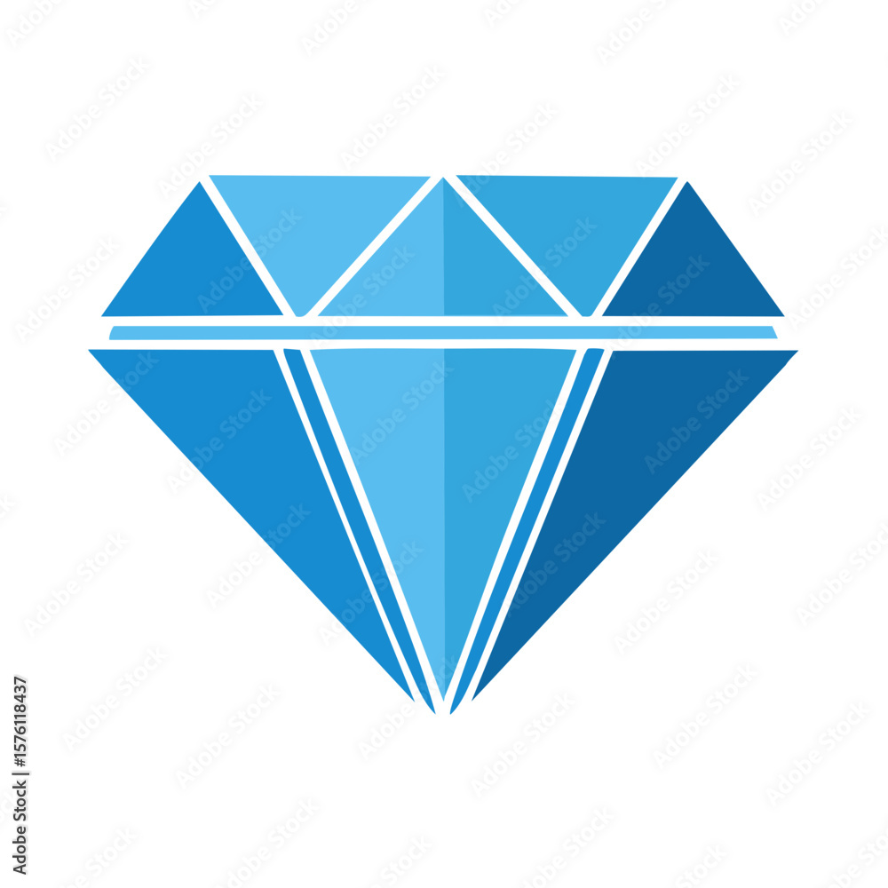 Geometric Diamond Illustration in Blue Hues Graphic Design Element Symbol Geometric Diamond Illustration in Blue Hues Graphic Design Element Symbol