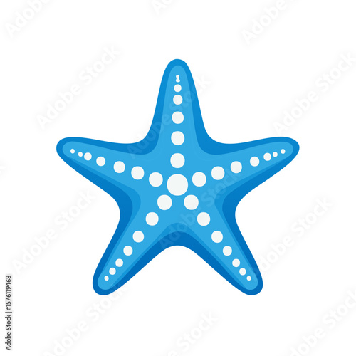 Blue starfish with white dots, ocean life illustration, underwater marine animals, aquatic nature, tropical sea creature, flat design style, vector graphics