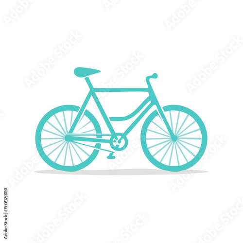Turquoise Classic Bicycle Vector Graphic Isolated on White Represents Eco Friendly Transportation and Healthy Lifestyle