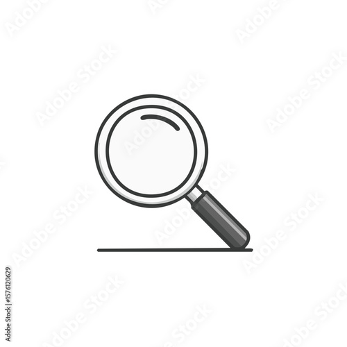  Magnifying glass with a black handle and a gray border with a black line underneath, representing a simple search concept