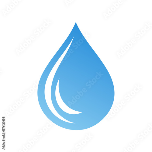 Blue water droplet symbol illustration for purity, freshness, and environmental conservation, ideal for logos, infographics, and nature designs.