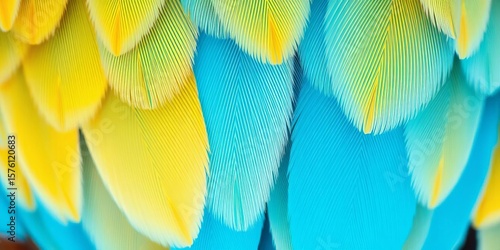 Light blue and gold tropical bird feathers, macro texture, minimal abstract background, minimal, style