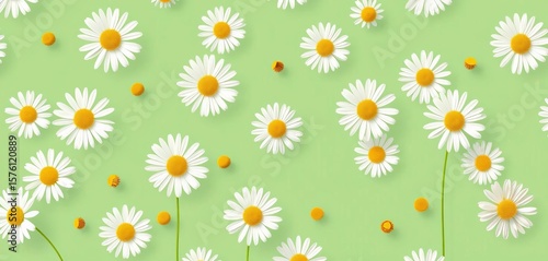 Serene minimalist daisy pattern, fresh and simple floral design ideal for backgrounds,  template,  floral
