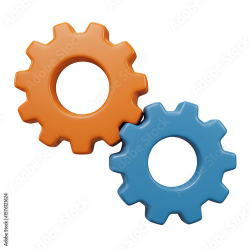 3D Orange and Blue Gear Icons