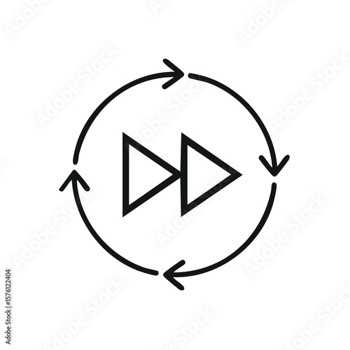 Forward Arrows Rotating: Concept for continuous movement, repeating process, and advancing quickly