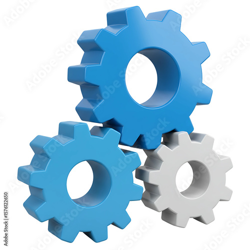 3D Blue and Gray Gear Icons