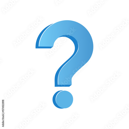 Azure Question Mark Symbol 3D Rendering for FAQs and Decision Making Needs