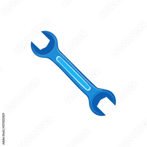 Blue Wrench Illustration, Adjustable Spanner Tool for Repair and Maintenance, Construction Equipment