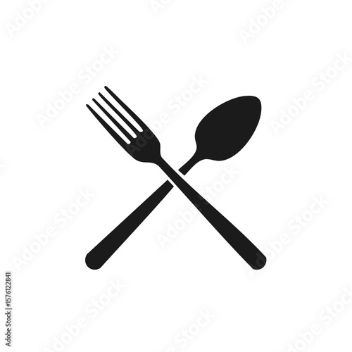 Crossed Fork and Spoon Illustration for Culinary Arts Dining and Kitchen Design