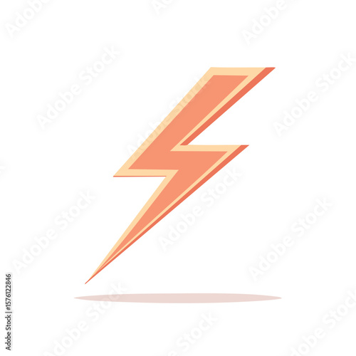 Retro peach-colored lightning bolt with warm outline and shadow on neutral backdrop Free Download Retro peach-colored lightning bolt with warm outline and shadow on neutral backdrop - GFXLoad