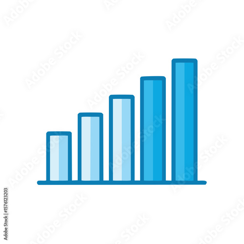 Free Download Blue Line Graph Bars Representing Growth or Signal Strength on a White Canvas - GFXLoad