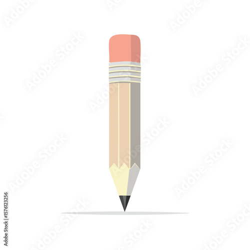 Illustration of a Sharpened Pencil with Eraser for Writing, Drawing, and Learning