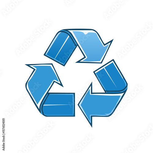 Free Download Vector recycle symbol with 3 blue arrows indicating the circular process. - GFXLoad
