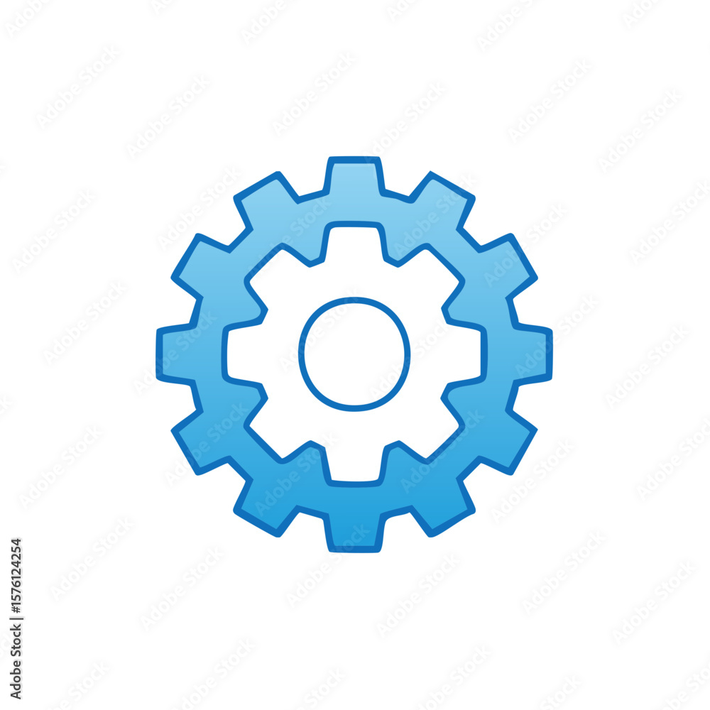 Fototapeta premium Vivid Light Blue Gear Icon Illustrating Settings Process Maintenance and Engineering Functionality