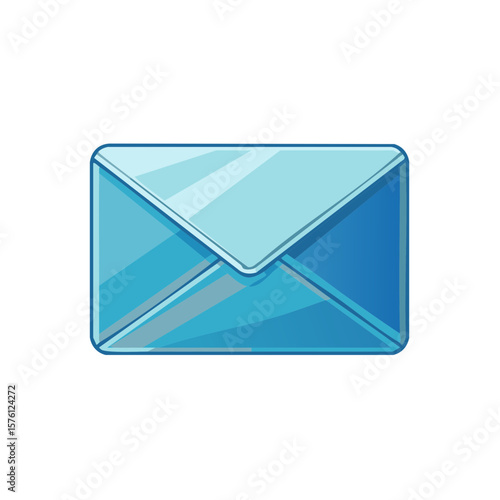 Blue Envelope Icon Illustration: Mailing Communications and Digital Correspondence Design Element