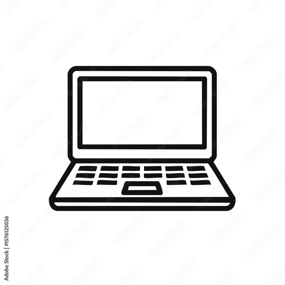 Minimalist Laptop Vector Icon Line Drawing of Portable Computer Technology Minimalist Laptop Vector Icon Line Drawing of Portable Computer Technology