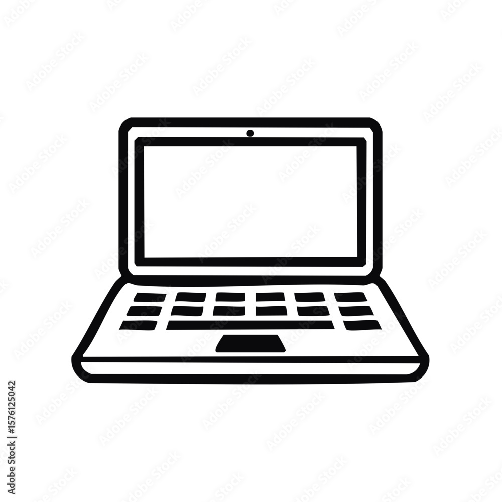 Simple Laptop Computer Outline Graphic, Electronic Device, Modern Technology, Computing System, Portable Machine Simple Laptop Computer Outline Graphic, Electronic Device, Modern Technology, Computing System, Portable Machine